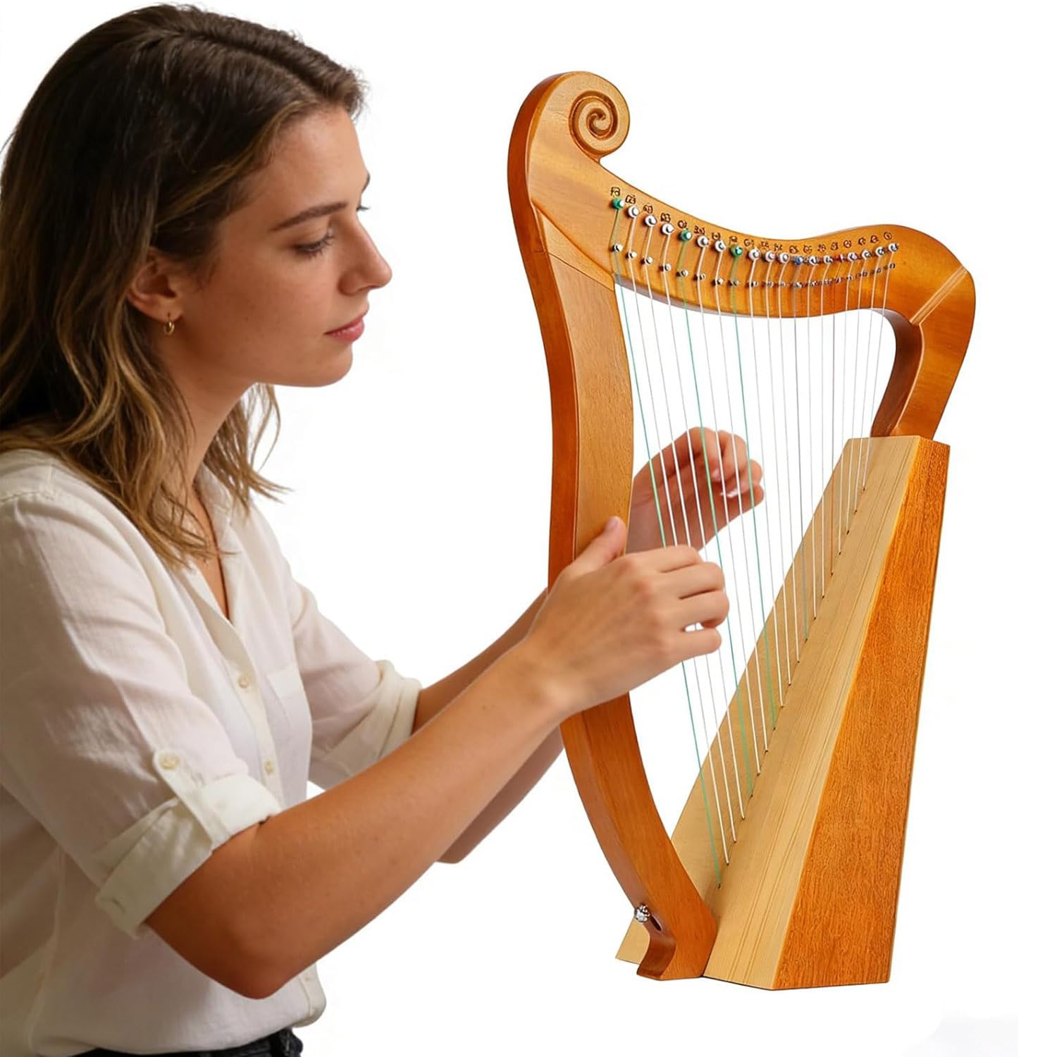 Celtycka harfa irlandzka z kluczem do strojenia, torbą na koncert i strunami zapasowymi, harfa liry dźwigniowej dla dorosłych, dzieci i początkujących, instrument muzyczny