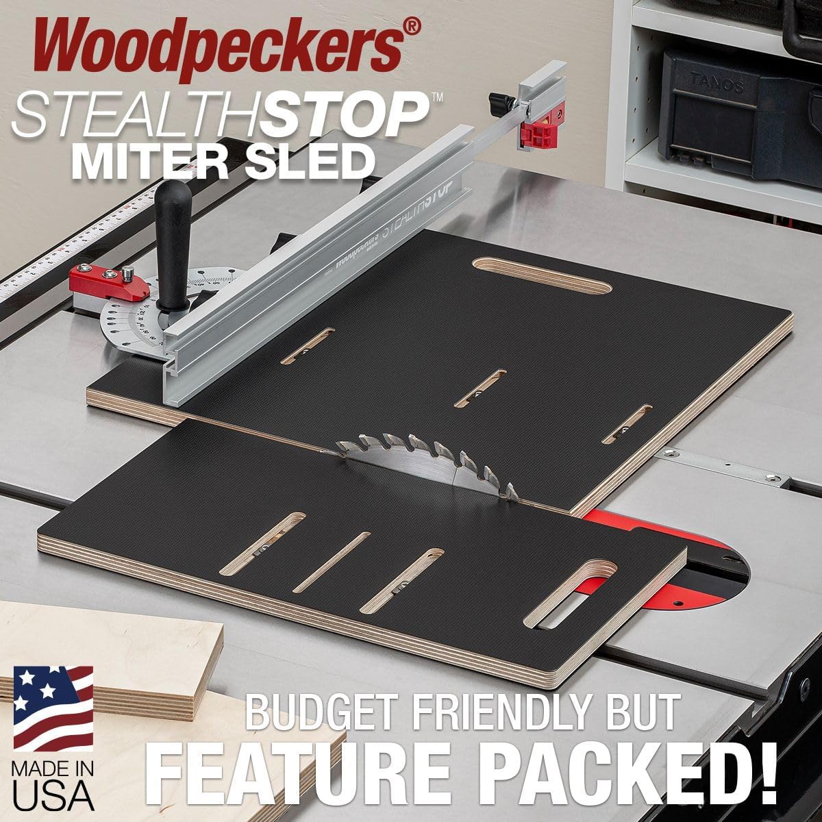 Woodpeckers StealthStop Miter Sled, An Accurate, Versatile, Easily Adjusted Cross-Cut Sled