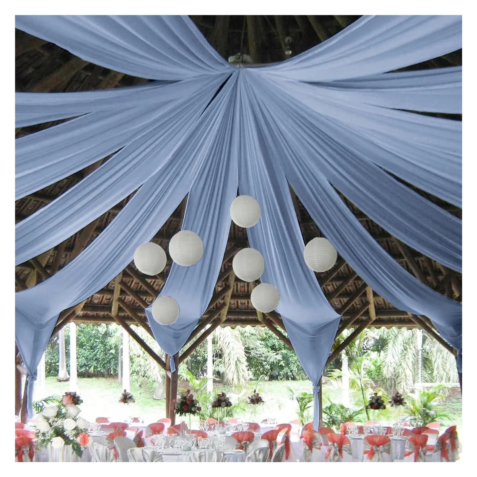 Rideaux transparents pour arche de mariage et décoration vaporeuse de salle de fête