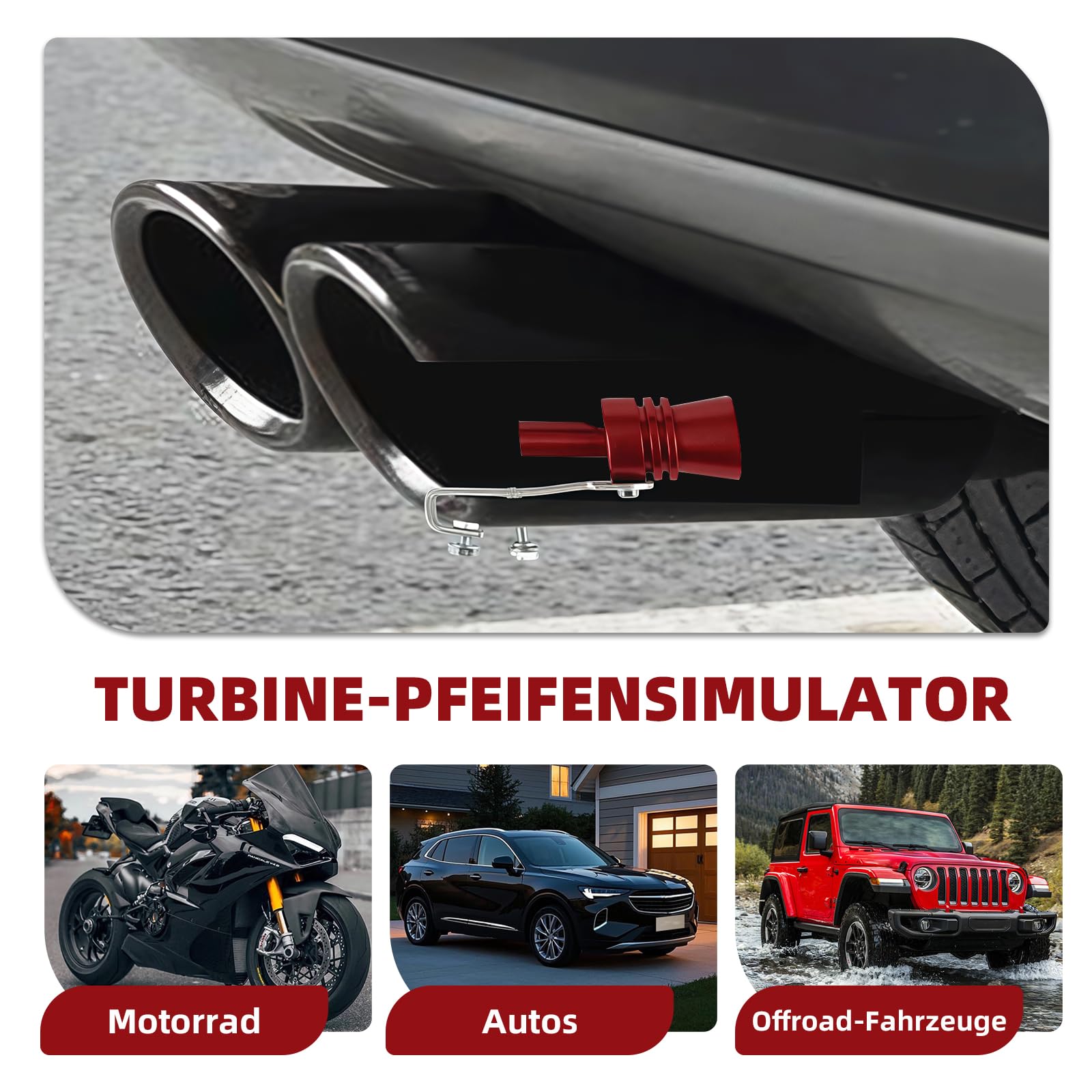 KLINNA 2 unidades de tubo de escape de sonido, simulador de sonido turbo, aleación de aluminio, generador de sonido para coche, accesorios de tuning universal para automóviles en todos los modelos — view 7