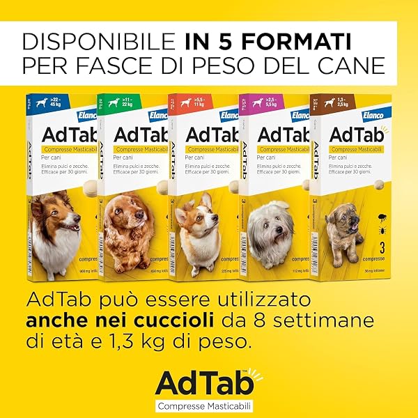AdTab Compresse Masticabili per Cani >11-22 kg - 6 Compresse - 4