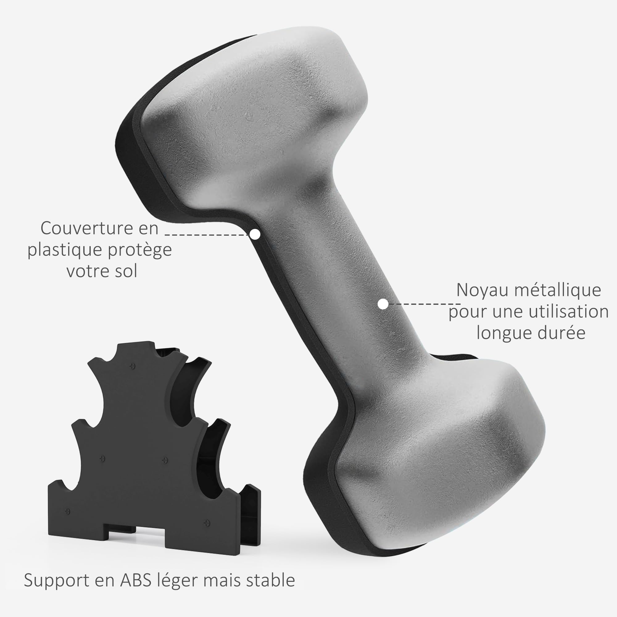 Apollo Set Haltères Musculation Courts 1kg 2kg 3kg - Kit Complet Avec Support Inclus Pour Femmes & Hommes