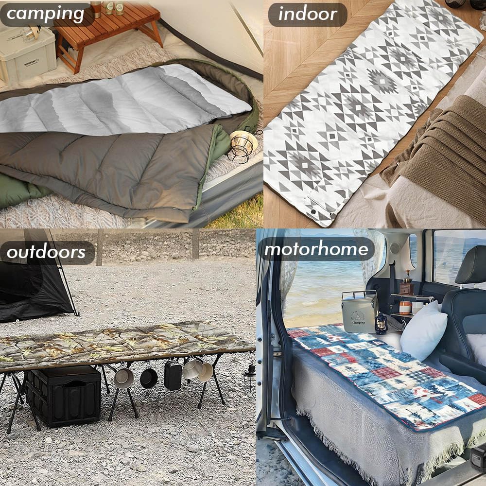 Heated Sleeping Bag pad, 3 Adjustable Temperature Levels, Operated by 5V/2A USB Power Supply (Bohemia, 76" x 24")