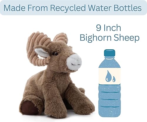 Miniatura 8 de The Petting Zoo Peluche de oveja de cuerno grande, regalos para niños, animales salvajes Onez, ovejas, 8 pulgadas