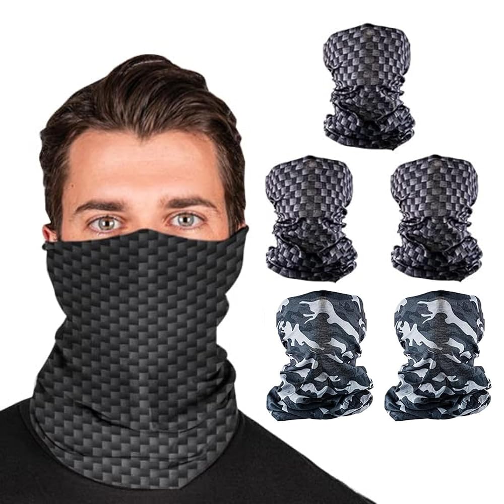 S A Company 5-Pack UV Face Shield | UV 30+ Multipurpose Neck Gaiter Balaclava for Adults