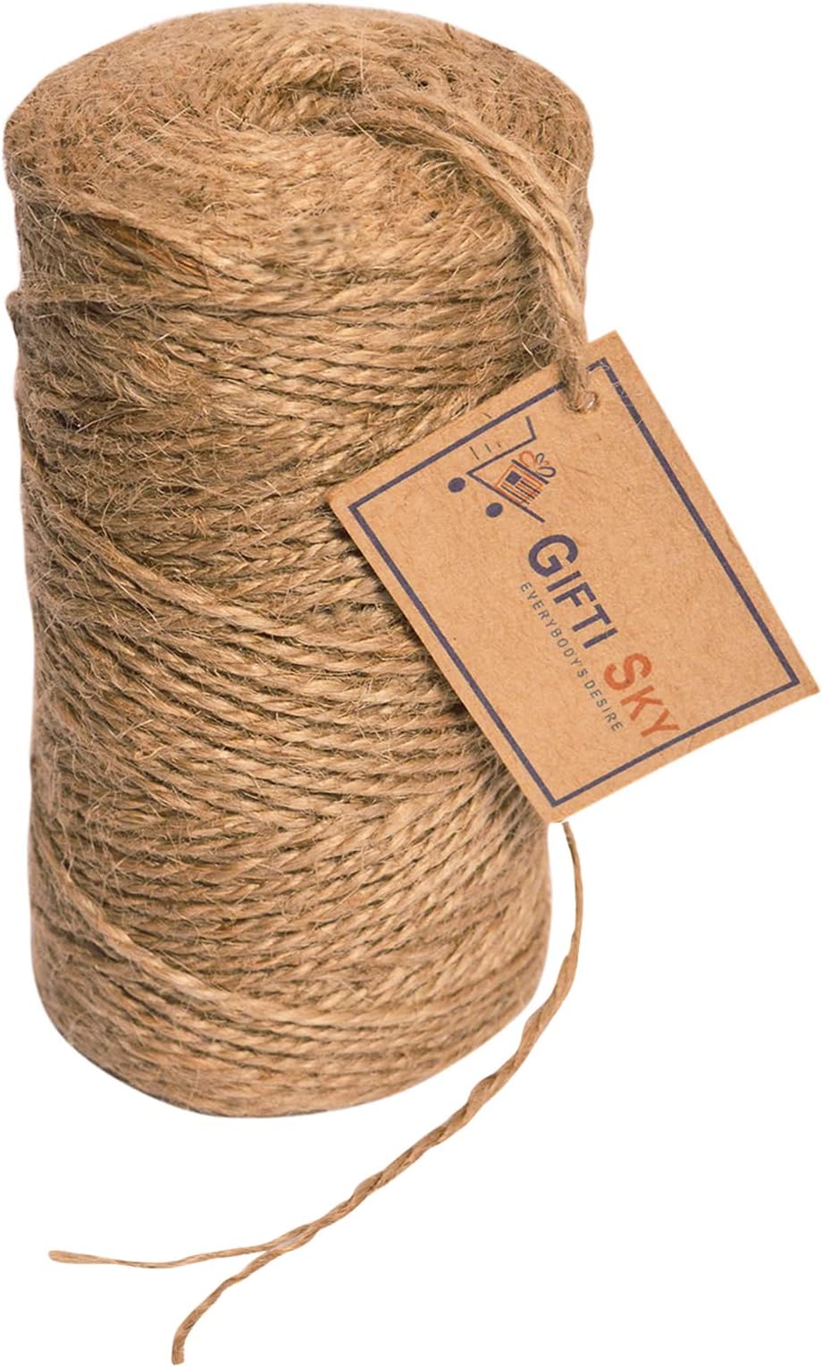 GIFTI SKY Jute Twine Threads, String Rope 120 Meters 2ply 2mm Thick Brown Color for Creative Decoration, Gift Wrapping, DIY, Gardening, Art and Crafts Projects, 75 meters x 2