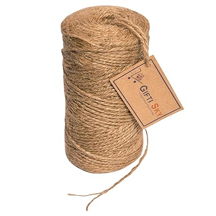 GIFTI SKY Jute Twine Threads, String Rope 60 Meters 2ply 2mm Thick Brown Color for Creative Decorations, Gift Wrapping DIY, Gardening, Art and Crafts