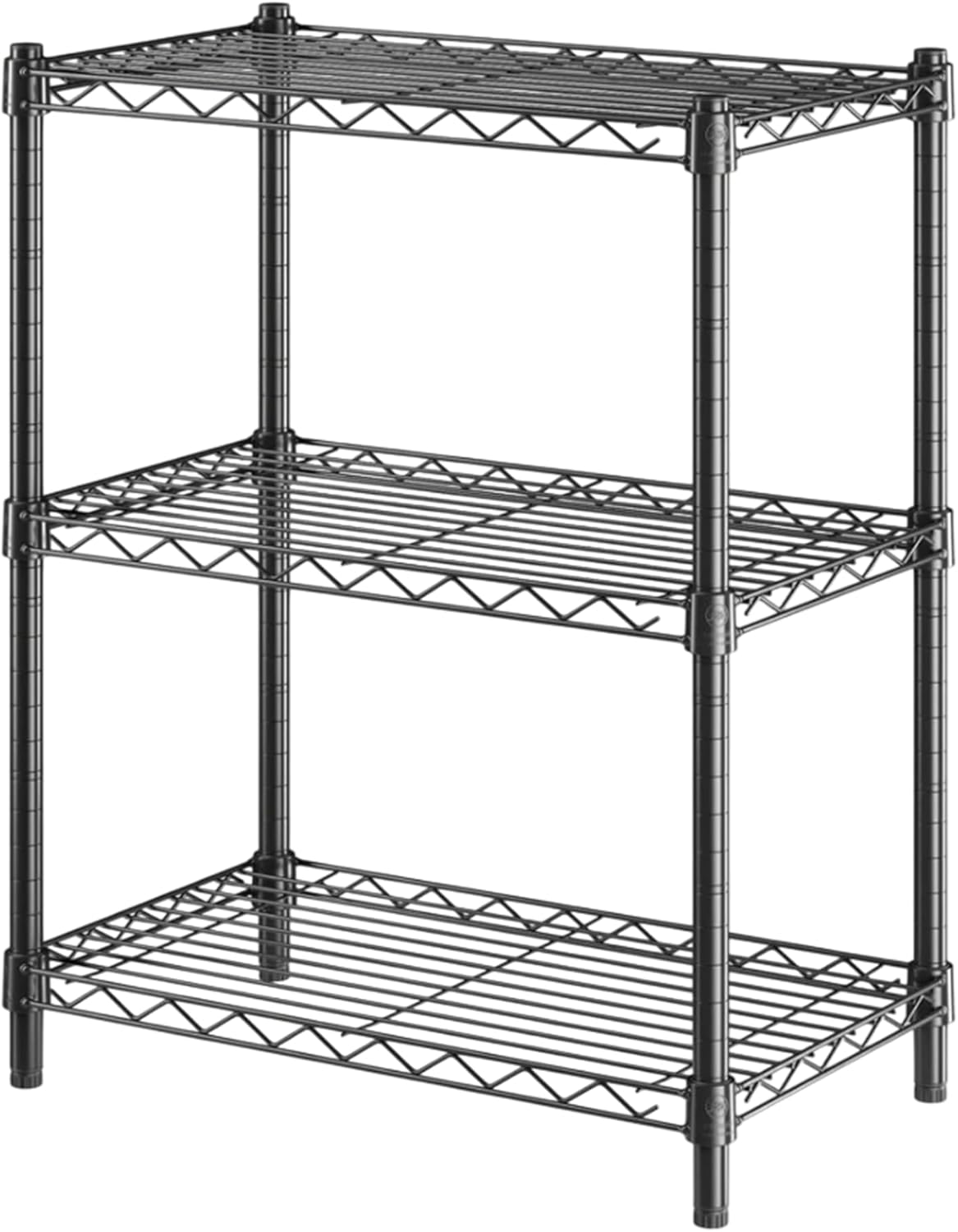 Wire Shelving Kit 24" x 14" x 30" – NSF Black Epoxy 3-Shelf Commercial Storage Rack, Adjustable Metal Wire Shelving Unit for Kitchen, Walk-in Cooler, Pantry, and Moist Storage Areas