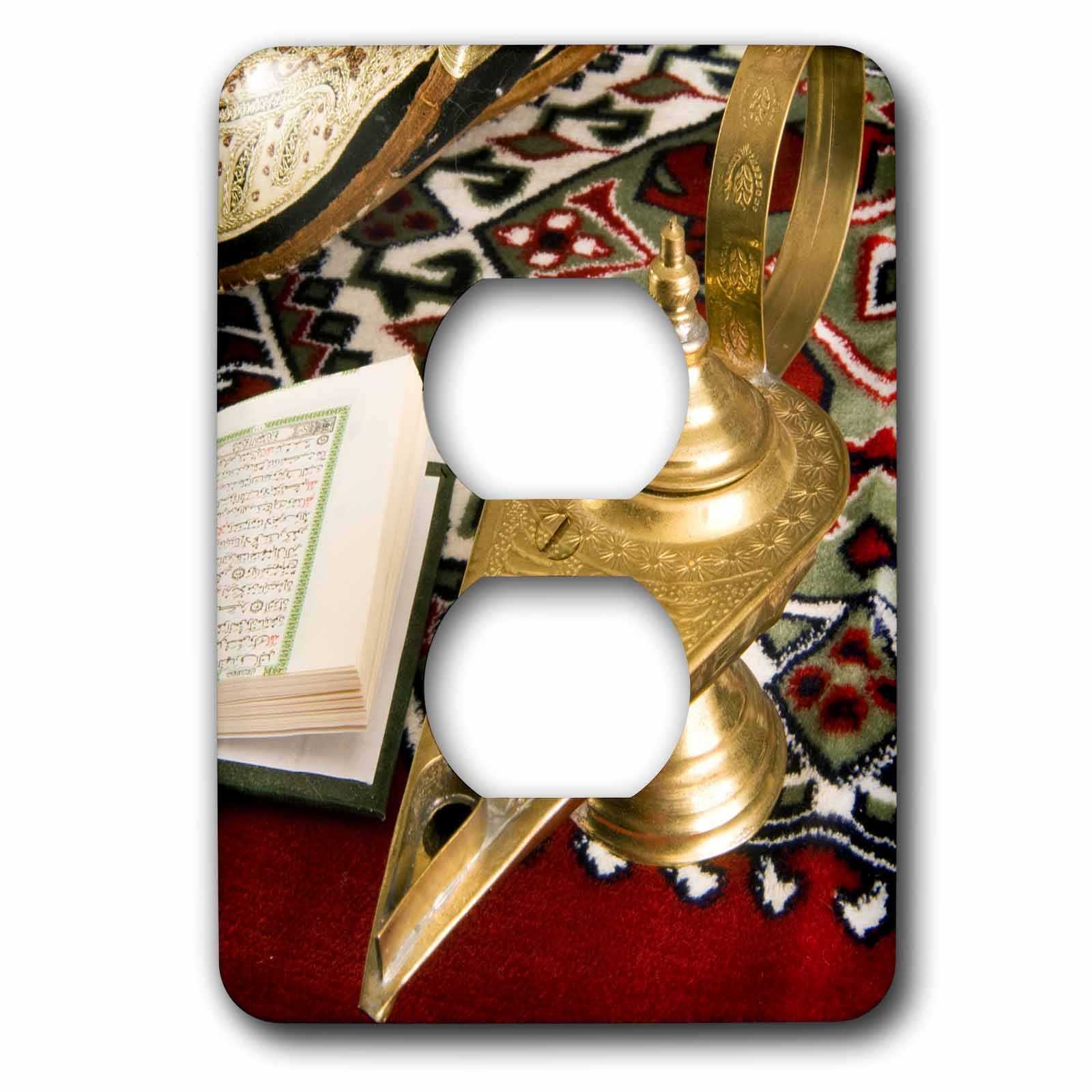Lampe d'Aladdin et Saint Coran cache-prise double multicolore Nico Tondini