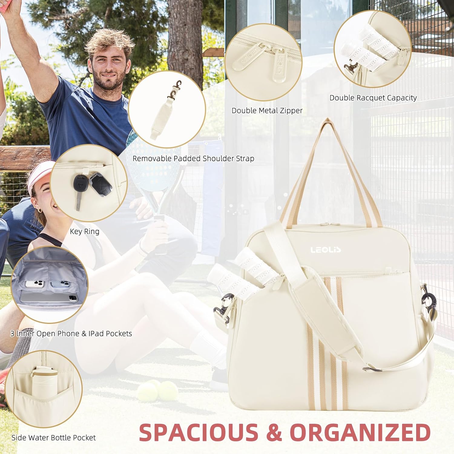 Pickleball Bag Pickle Ball Backpack for Women Pickleball Tote Sport Equipment Bag with Shoe Compartment Gift Accessory 30L - Image 4