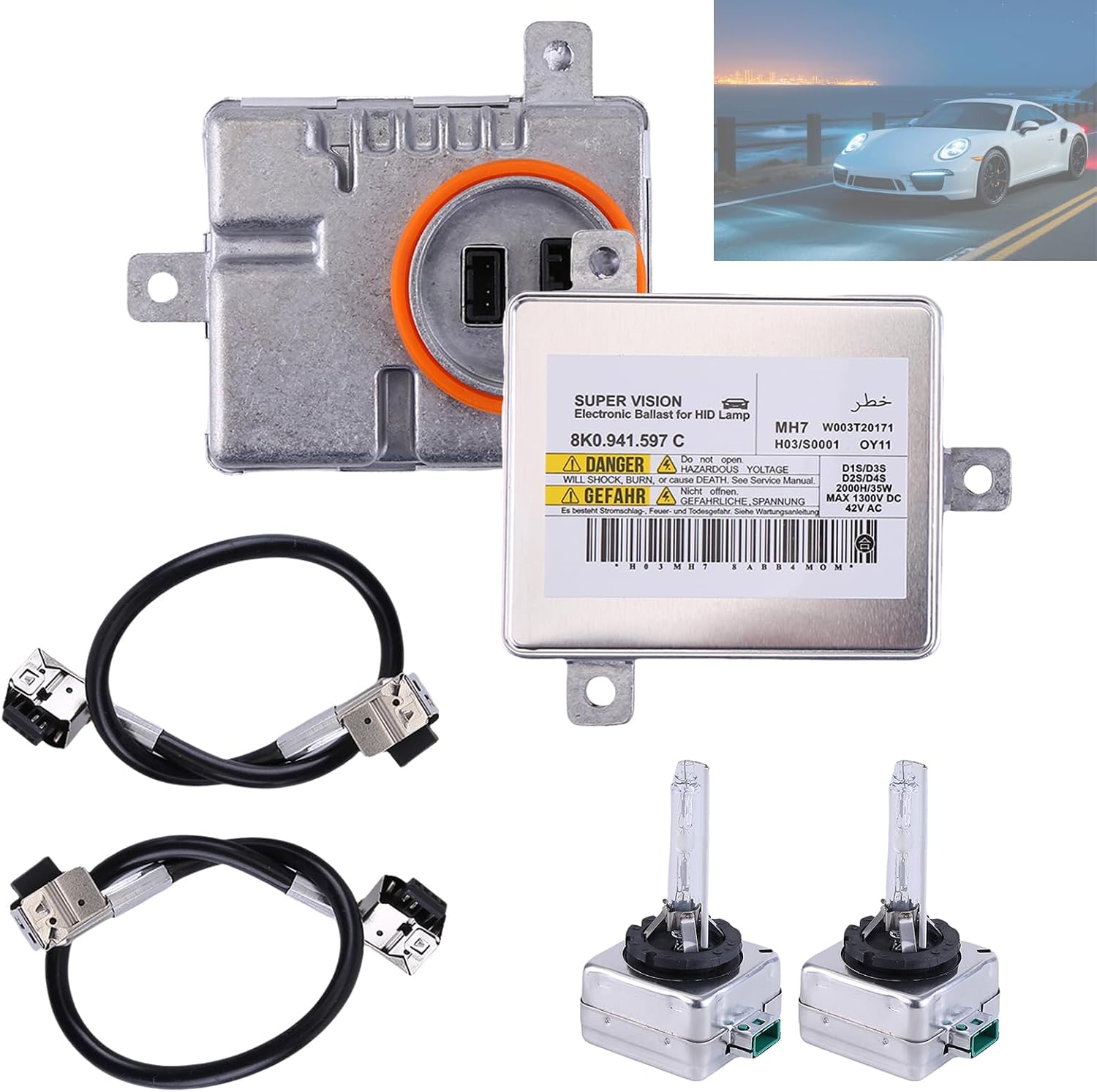 2PCS Xenon Headlight Ballast Control Unit Module Set with D3S Bulb Compatible for Porsche Macan 2015-2018 Replaces 99161832303 99963107090 99161832103 6913112599d