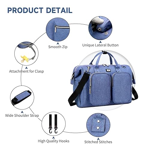 Miniatura 8 de Bolsa de pañales con cambiador y correas para cochecito, bolsas grandes portátiles para bebés recién nacidos, mochilas de viaje unisex y elegantes