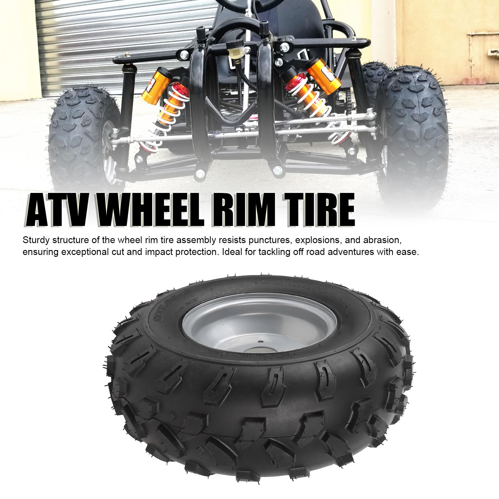 Verbesserter Griff 8 Zoll Rad Rand Reifenbaugruppe für Offroad ATV Quad Cart Mini Bike Rasenmäher