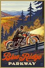 Blue Ridge Parkway North Carolina Motorcycle Climb Giclee Art Print Poster from Travel Artwork by Artist Paul A. Lanquist 24" x 36"