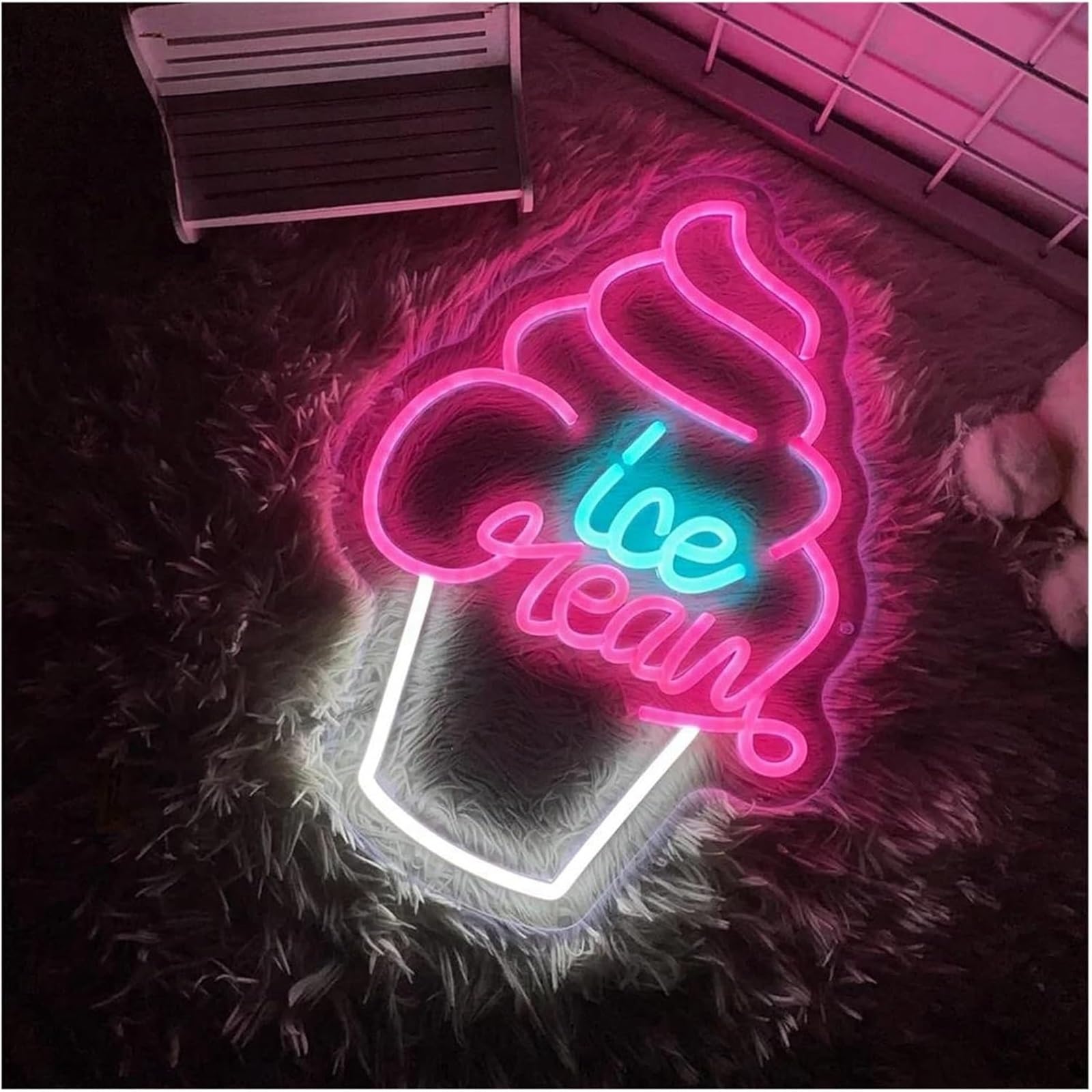 Insegna al neon con scritta "Benvenuto gelato" utilizzata per la decorazione di ristoranti, bar e negozi, 30 cm × 40