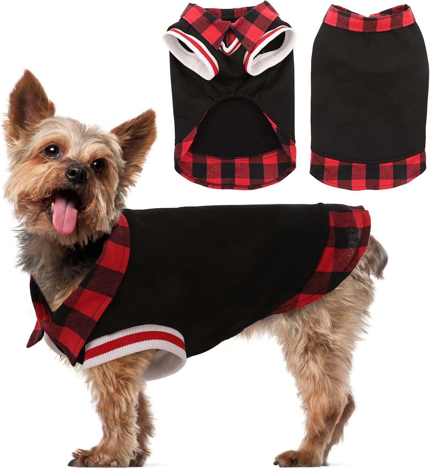Dog Classic Plaid Sweaters British Style, Doggie Hoodie Pet Clothes, Puppy Cold Weather Winter Sweatshirt, Pets Warm Shirt Outdoor Vest…