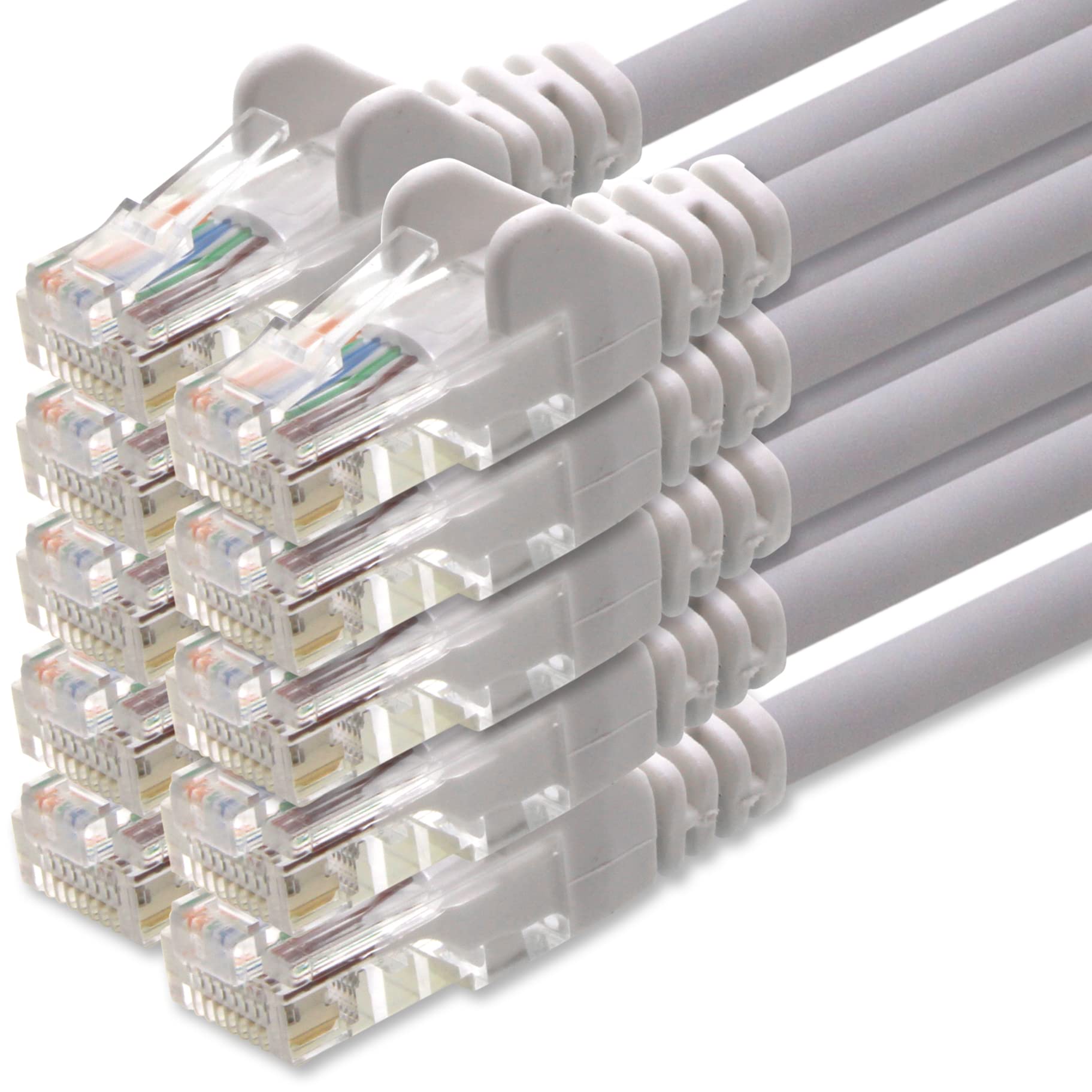 1aTTack.de 0,5m Cavo di Rete bianco - 10x - Cat.6 Ethernet Gigabit Lan RJ45 10 100 1000 Mbit s - Cavo Patch UTP compatibile con Cat.5 Cat.5e Cat.7 Cat.8 - bianco - 10x - 0,5m
