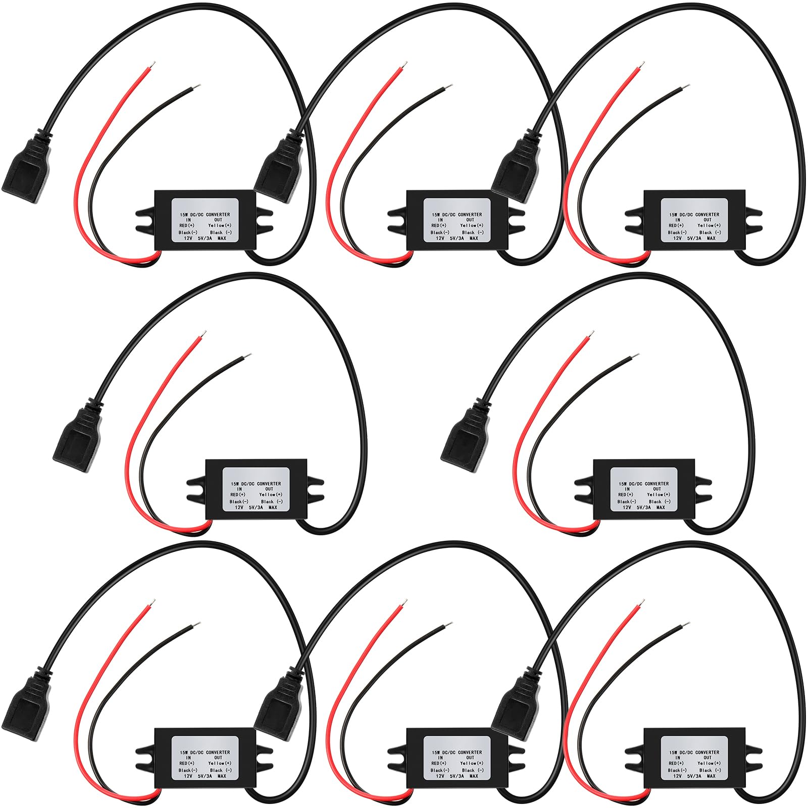 Weewooday 12v to 5v Dc Converter Buck Module USB Output Power Adapter Dc Car Power Converter Regulator(8 Pieces)-image-49