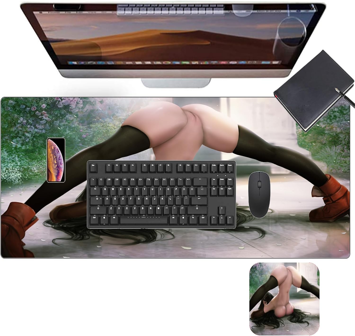 Mouse Pads Anime Girl Sexy Butt Gaming Large Mouse Pad Notebook Computer Gaming XXL PC Gamer Keyboard Desk Mats Sexy Butt Breasts Chest 23.62 inch