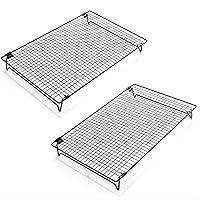 Kingrol 2-Pack Stackable Collapsible Cooling Racks with Folding Legs - Baking, Roasting, Grilling, Space-Saving Black