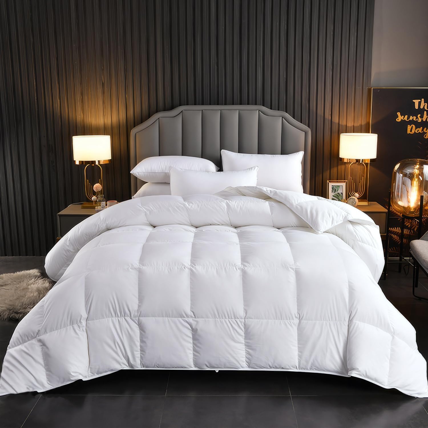 Luxurious Anti-Allergy Goose Feather & Down Duvet – 100% Cotton Cover Feather Proof – Super Soft Warm & Extra Thick Winter Quilt – Hypoallergenic Breathable Winter Duvet (10.5 Tog, Super King)