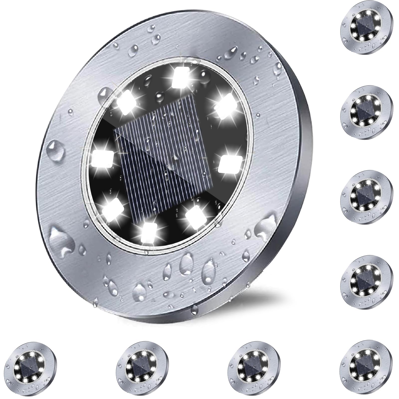 Solar Ground Light, Waterproof Solar Garden Lights, Upgraded Outdoor Garden Waterproof Bright in-Ground Light, Landscape Lights for Pathway,Yard,Deck,Lawn,Patio,Walkway (8 Pack White Lights)