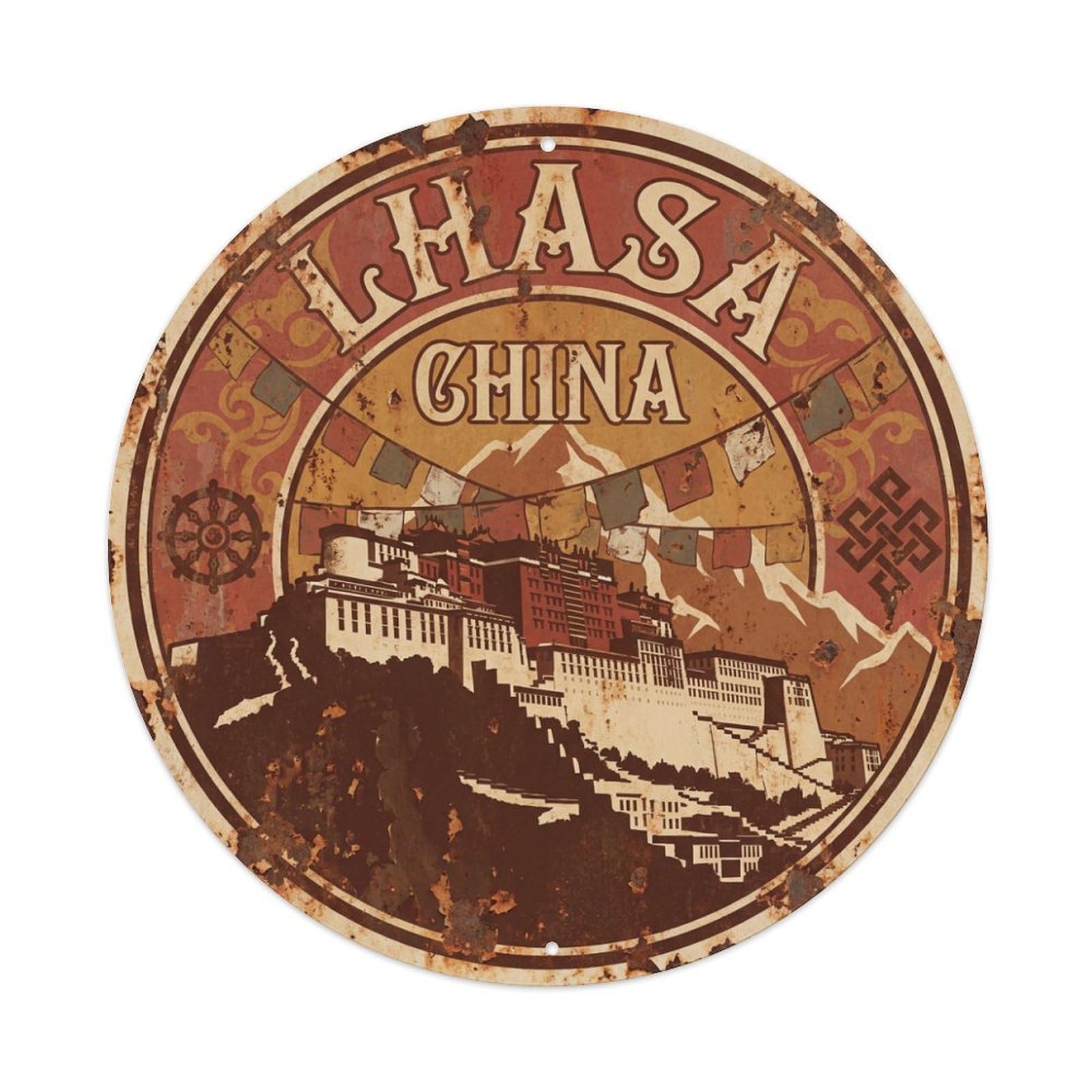Travel China Vintage Lhasa Metal Tin Sign