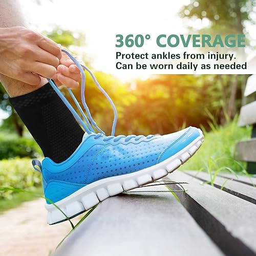 Miniatura 5 de FYY Tobillera Paquete de 2 tobilleras de compresión para recuperación de lesiones y dolor en las articulaciones, soporte del tendón de Aquiles,