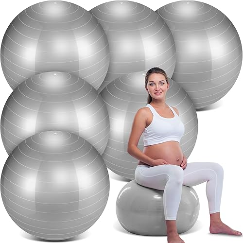 Hungdao Paquete de 6 pelotas de ejercicio inflables a granel para embarazo y entrenamiento, pelota de pilates de 22 pulgadas para yoga,