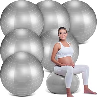 Hungdao 6 Pack Exercise Ball Bulk Inflatable Pregnancy & Workout Ball 22 Inch Heavy Duty Pilates Ball for Yoga Stretching Therapy Balance Physical Fitness