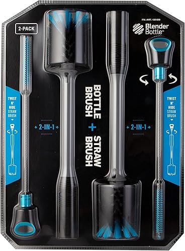 Miniatura 8 de BlenderBottle Botella agitadora 2 en 1 y cepillo de limpieza para pajilla, 1 paquete y pajitas de silicona reutilizables para botellas mezcladoras,