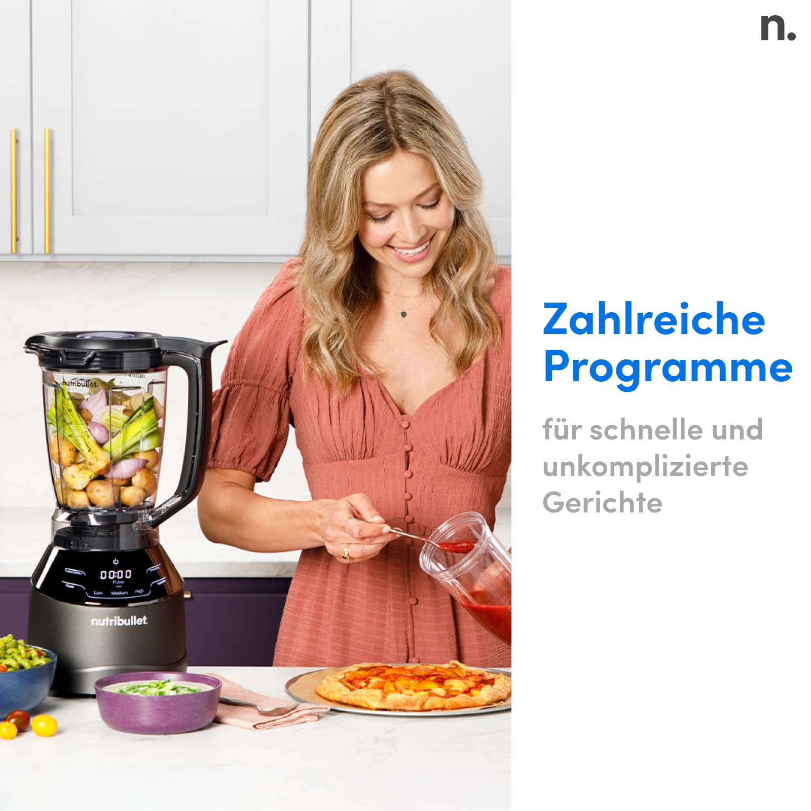 nutribullet Full Size Blender Combo, Elektrischer Mixer, Multifunktionaler Zerkleinerer, Profi, 1200 Watt Leistung, 1,89l Krug, 946ml und 710ml Gläser, schwarz, NBF580B