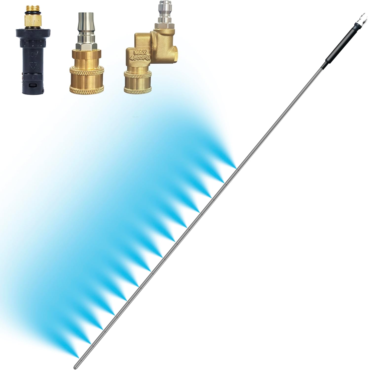 Radiator Cleaning Wand–5000+ PSI Radiator Flush Tool with Adapter Suitable for Karche Car Washer,Trucks,RVs, Dual Water/Air Cleaning, Includes Nozzles Quick Couplers(39 inch with M22 Adapter)