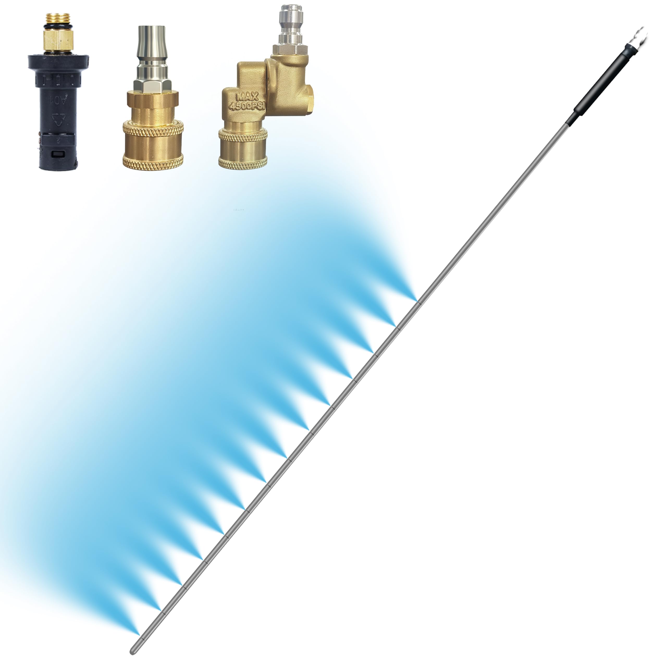 Varilla de limpieza de radiador – Herramienta de purga de radiador de 5000+ PSI con adaptador adecuada para lavadora de coches Karche, camiones, autocaravanas, limpieza dual de agua/aire, incluye