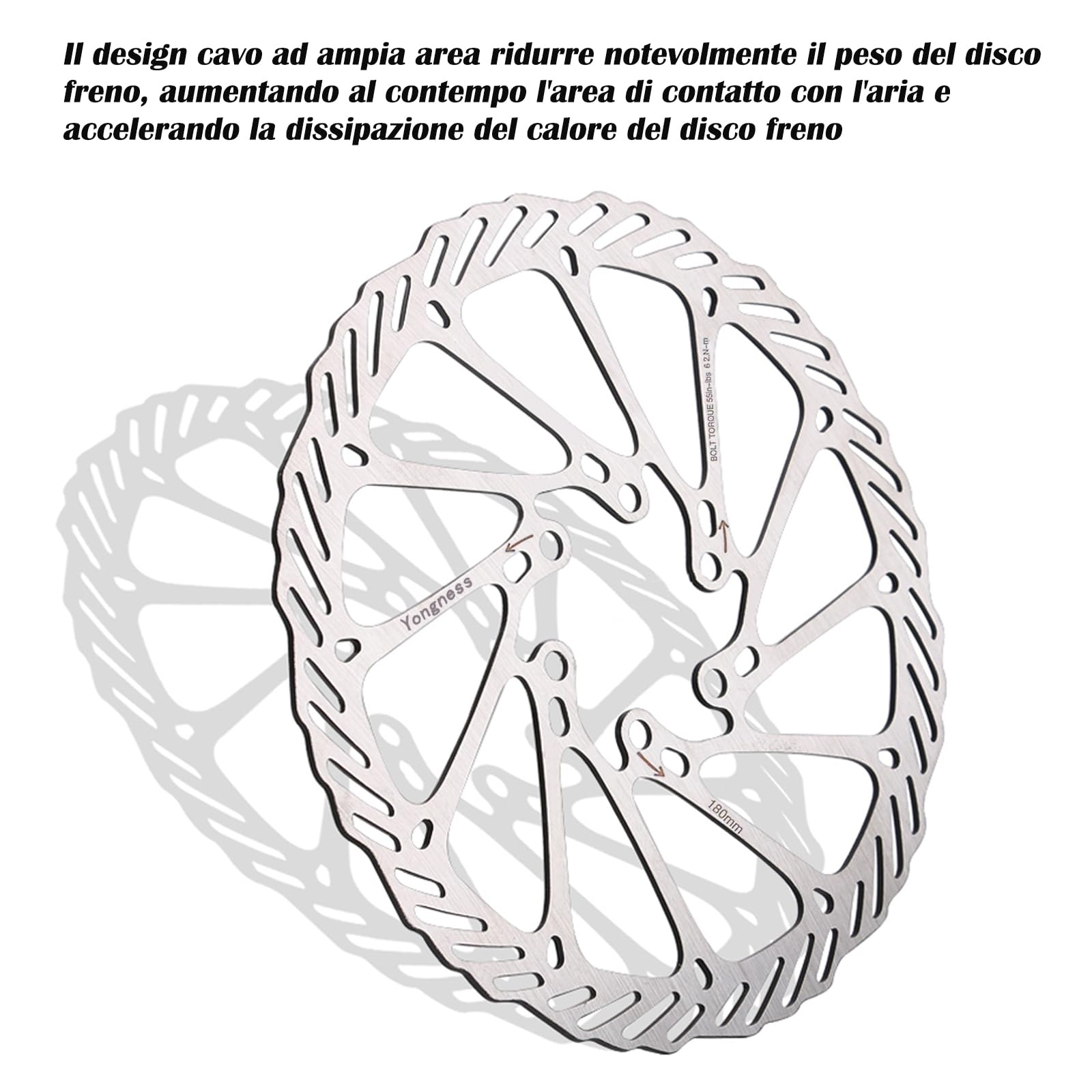 Rotore Disco Freno Bici 160mm/180mm/203mm Disco Freno Bici in Acciaio Inossidabile con 6 Viti per Bici da Strada BMX MTB (Argento, 160mm)