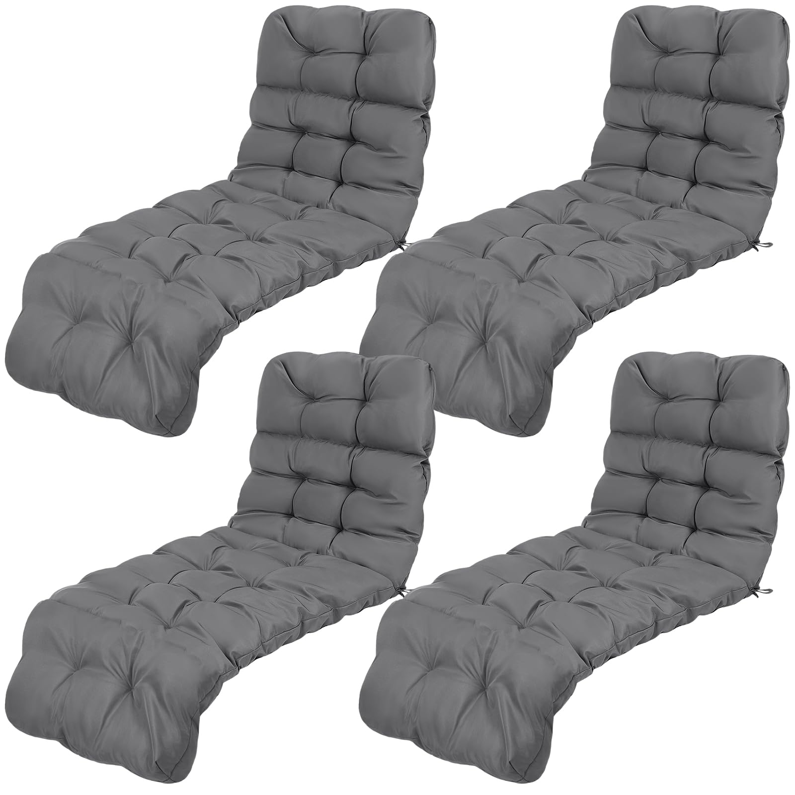 4 Pcs Indoor/Outdoor Chaise Lounge Tufted Bench Cushions, 72"x22" Outdoor Bench Cushion for Wicker Loveseat Porch Swing Cushions, Patio Chair Furniture Replacement Cushion (Grey)