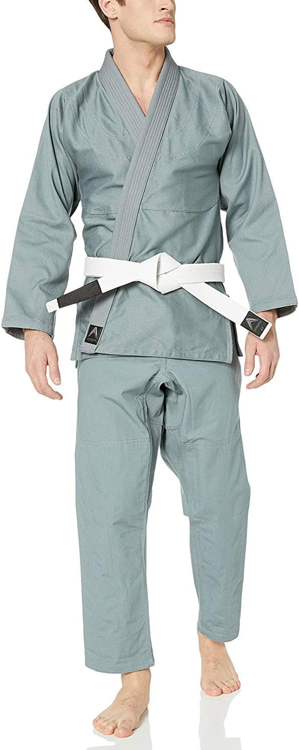 Jiu Jitsu GI Suitable for BJJ/Jiujitsu/Judo/Brazilian BJJ, with Preshrunk Fabric for Men & Women (Grey, A5)