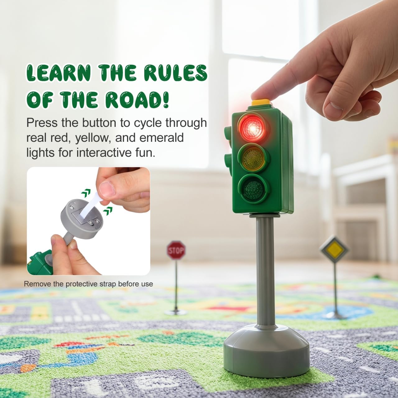 TOYANDONA Traffic Signs Toy Set Multicoloured Road Light Stop Safety Traffic Maker Crosswalk Signal Toy for Kids Birthday Education Gifts