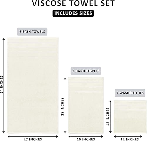 Miniatura 2 de Utopia Towels - Juego de 8 toallas de baño con rayas de viscosa de algodón hilado en anillo de17.70 ozyd, toallas altamente absorbentes, juego de 8