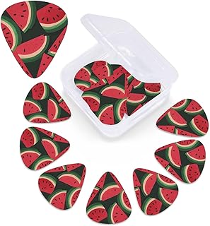 Red Watermelon print Guitar Picks 12 Pack Personalized Guitar Picks with Storage Box Guitar Accessories for Ukulele Electric Acoustic Guitars Bass