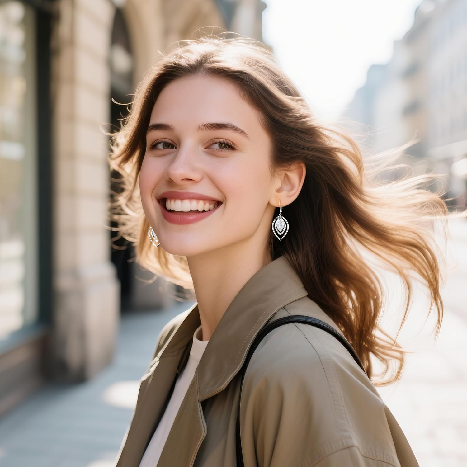 Leverback Sterling Silver 14K Gold Dangle Earrings for Women Trendy Hypoallergenic Drop Earring Statement Dangle Dangling Cubic Zirconia Earrings Jewelry Gifts - Image 4