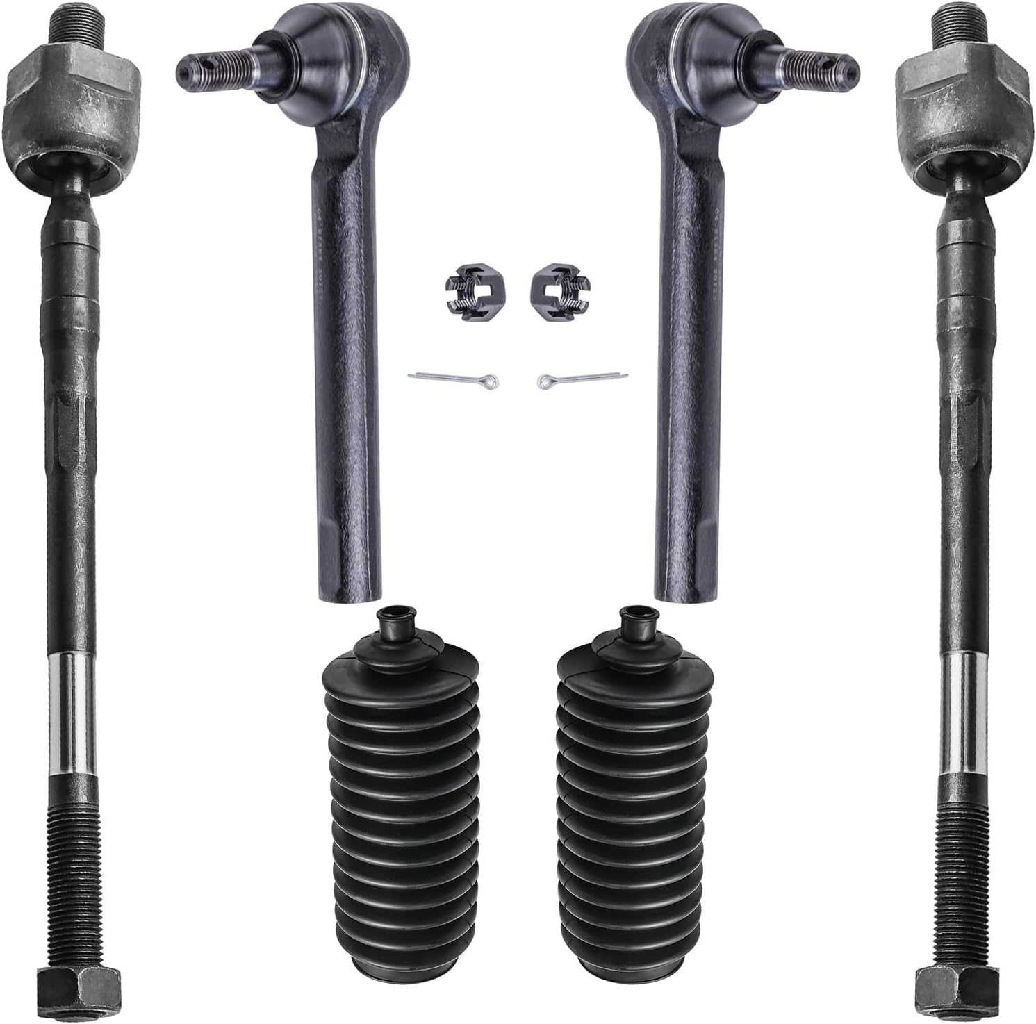 Detroit Axle - Front Tie Rod Kit for 2005 2006 2007 Nissan Murano, 4 Inner and Outer Tie Rod Ends 2 Rack Pinion Boots Bellows Replacement