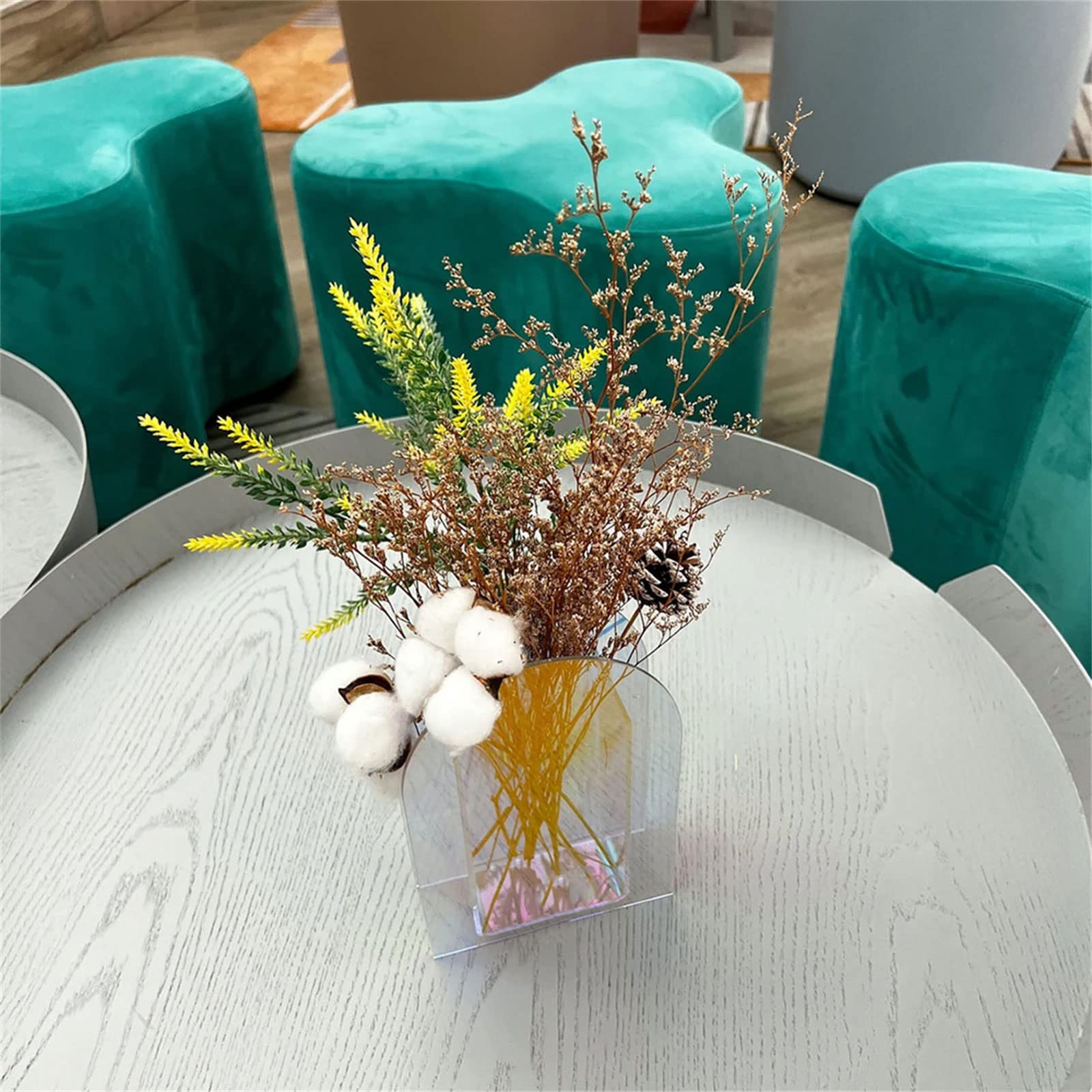 Vaso Geometrico In Acrilico Arancione - Serie Sunlight | Design Moderno Per Decorazione Interni | 16x5,5x15 Cm