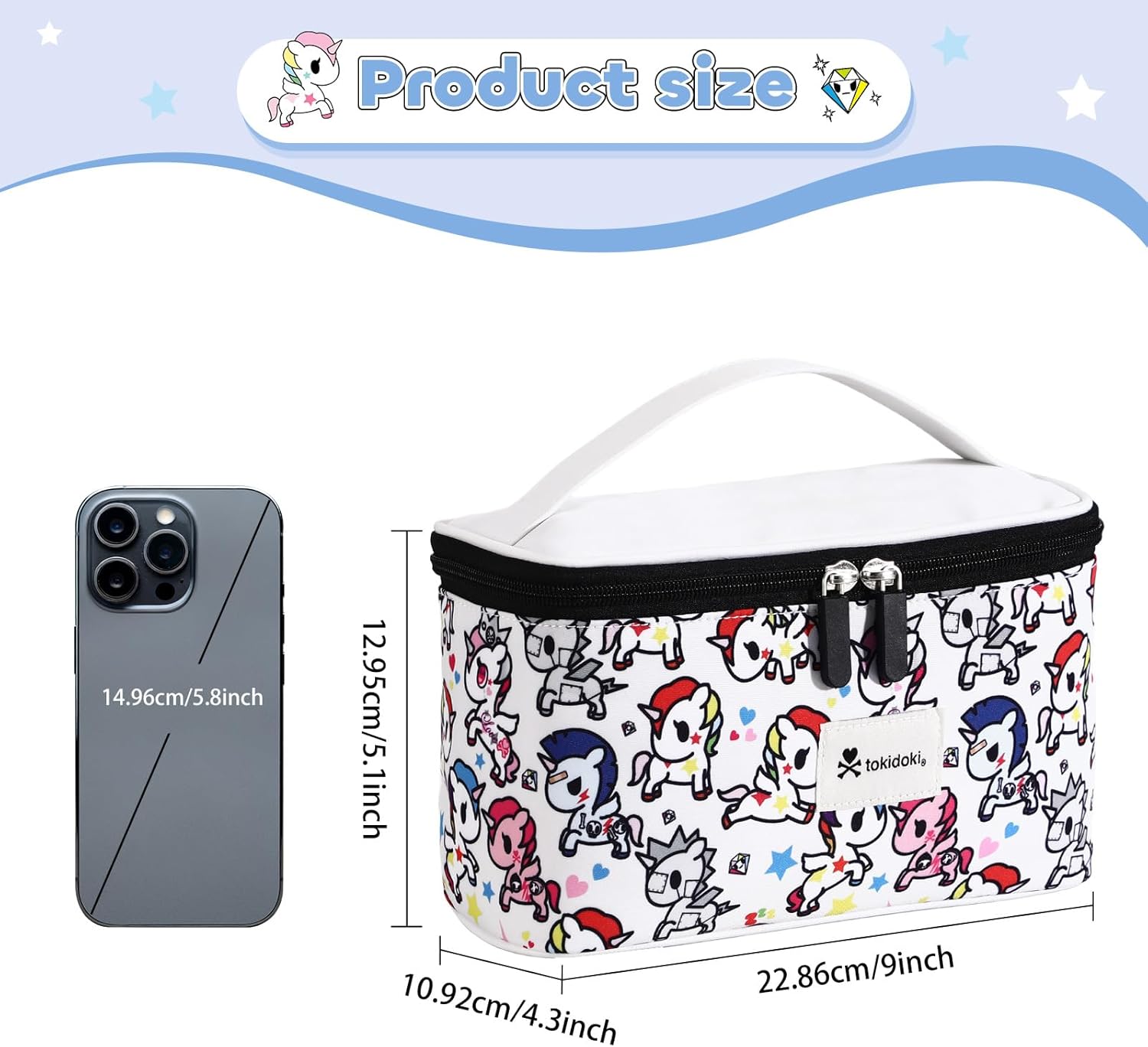 Tokidoki Official Licensed Travel Makeup Bags Toiletry Bags for Women Cosmetic Organizer Bag Large Capacity Travel Makeup Case Organizer