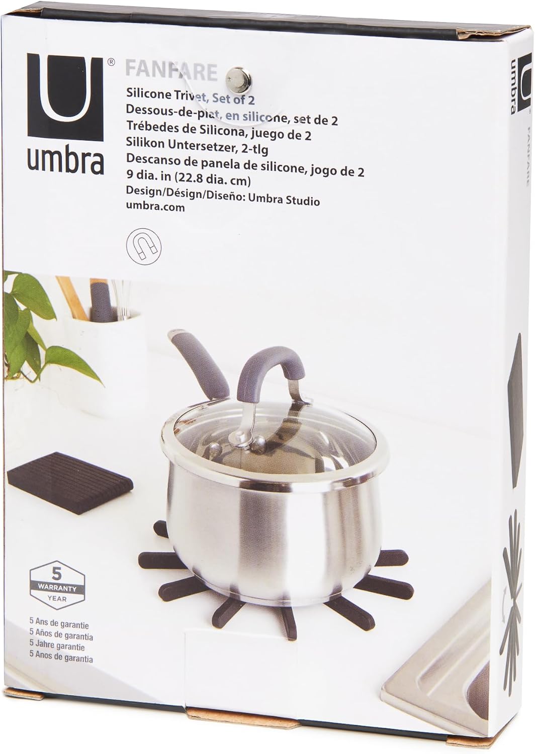 Umbra Fanfare Silicone Trivet (Set of 2), Black