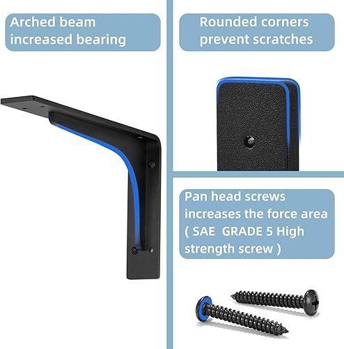 Miniatura 3 de Soportes de estante de 8 x 4.7 pulgadas, soportes de estante en L, ángulo vertical, soporte de estante de metal de aleación de alta calidad,