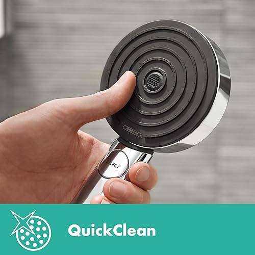 Miniatura 5 de hansgrohe Pulsify 04917670 - Juego de cabezal de ducha de mano de 6 pulgadas, moderno 3 pulverizadores, lluvia intensa, masaje pulsante con limpieza