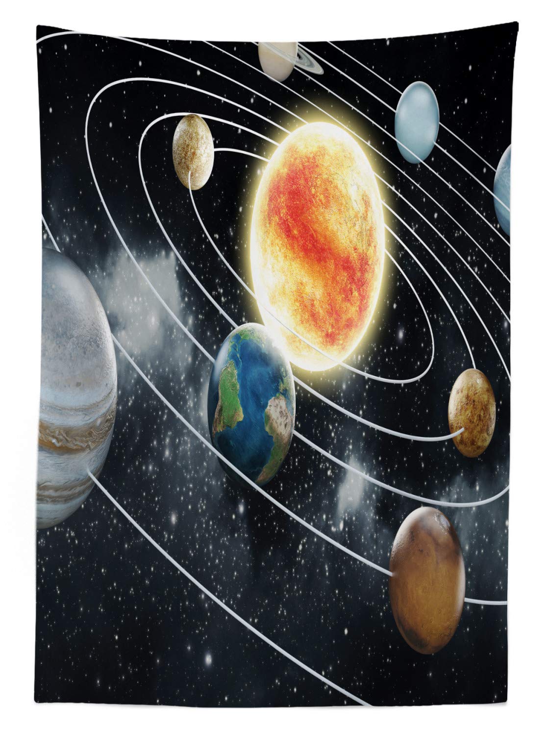 ABAKUHAUS Spazio Tovaglia, astronavi, Rettangolare per Sala da Pranzo e Cucina, 140 cm x 170 cm, Verde Blu