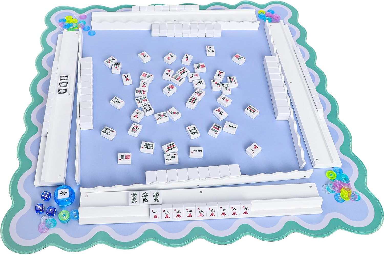 Mahjong Racks with Pushers, White Wooden American Mahjong Tile Pushers and Racks Set of 4, Mahjong Accessories (19.68 Inches)