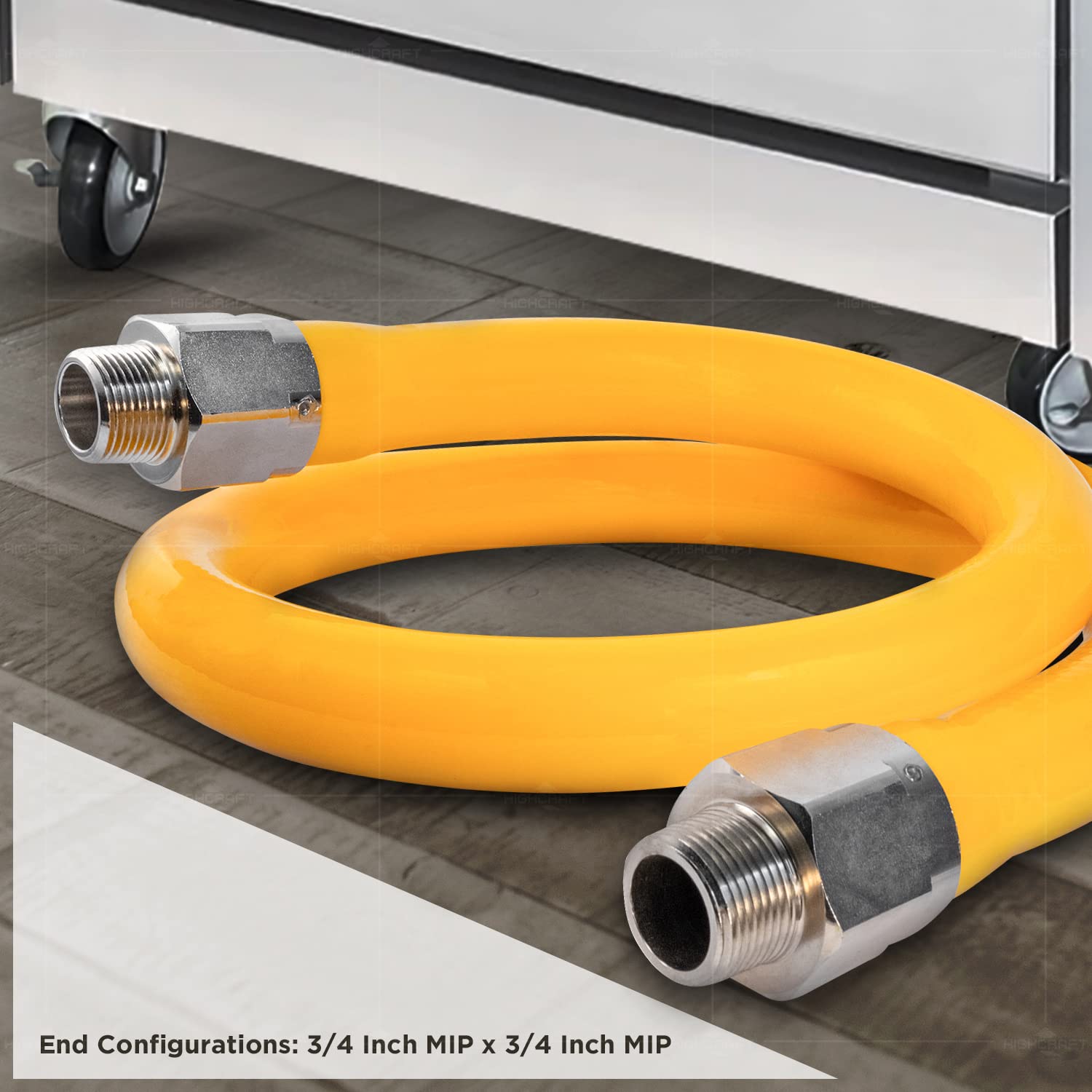 ftgc-bl34 – 36 N 36 Inch Flexible de largo servicio de alimentos con revestimiento de PVC Conector de Gas con interior de 3/4 pulgadas de diámetro y 3/4 pulgadas x 3/4 pulgadas MIP conecta, tubo de acero inoxidable trenzado, resistencia a la corrosión
